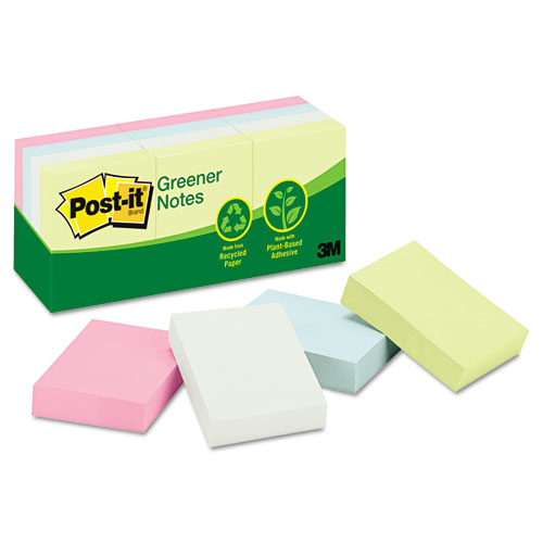 Pastel Yellow Post-it Recycled Notes 38 mm x 51 mm 100 Sheets Per Pad 6 Pads Per Pack