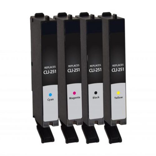 Clover Remanufactured Black, Cyan, Magenta, Yellow Ink Cartridges for Canon CLI-251 4-Pack