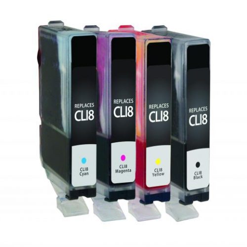 Clover Remanufactured Black, Cyan, Magenta, Yellow Ink Cartridges for Canon CLI-8 4-Pack
