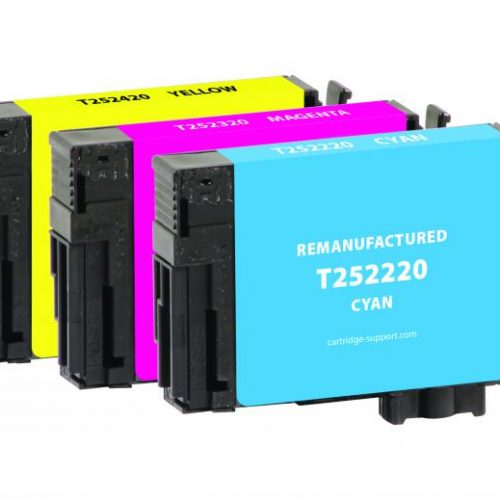 Clover Remanufactured Cyan, Magenta, Yellow Ink Cartridges for Epson T252, 3-Pack