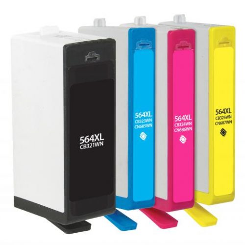 Clover Remanufactured Black High Yield, Cyan, Magenta, Yellow Ink Cartridges for HP 564XL/564