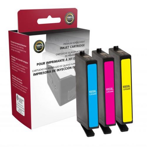 Clover Remanufactured High Yield Cyan, Magenta, Yellow Ink Cartridges for HP 935XL 3-Pack