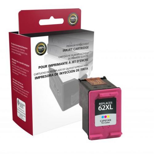 Clover Remanufactured High Yield Tri-Color Ink Cartridge for HP C2P07AN (HP 62XL)
