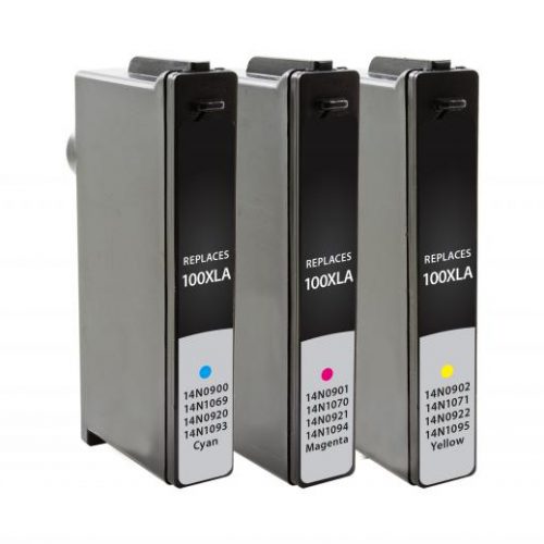 Clover Remanufactured Cyan, Magenta, Yellow Ink Cartridges for Lexmark 100XL 3-Pack